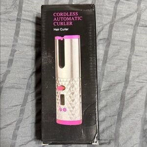 Cordless Automatic Hair Curler - Pink and Silver